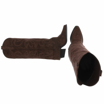 CHAUSSURES FEMME BOTTES HAUTES WESTERN CHOCO ZIP