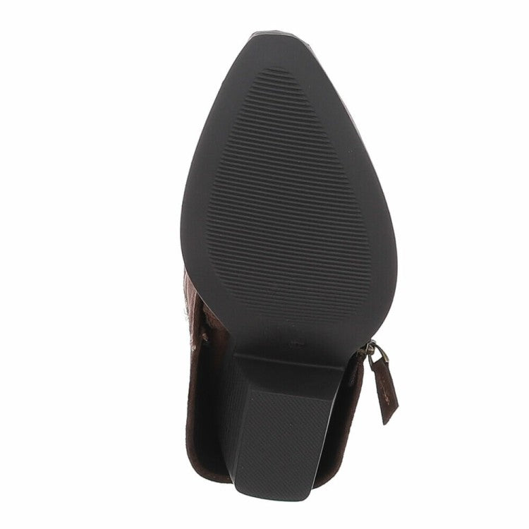CHAUSSURES FEMME BOTTES HAUTES WESTERN CHOCO ZIP