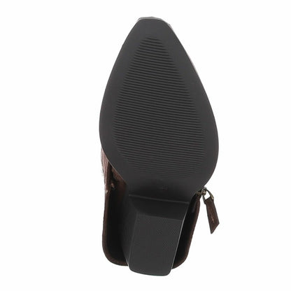 CHAUSSURES FEMME BOTTES HAUTES WESTERN CHOCO ZIP