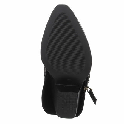 CHAUSSURES FEMME BOTTES HAUTES WESTERN NOIR ZIP