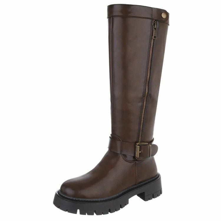 CHAUSSURES FEMME BOTTES HAUTES ZIP BOUCLE MISS BRANDY CHOCO