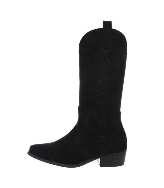 CHAUSSURES FEMME BOTTES MI HAUTES WESTERN MISS CARINA NOIR