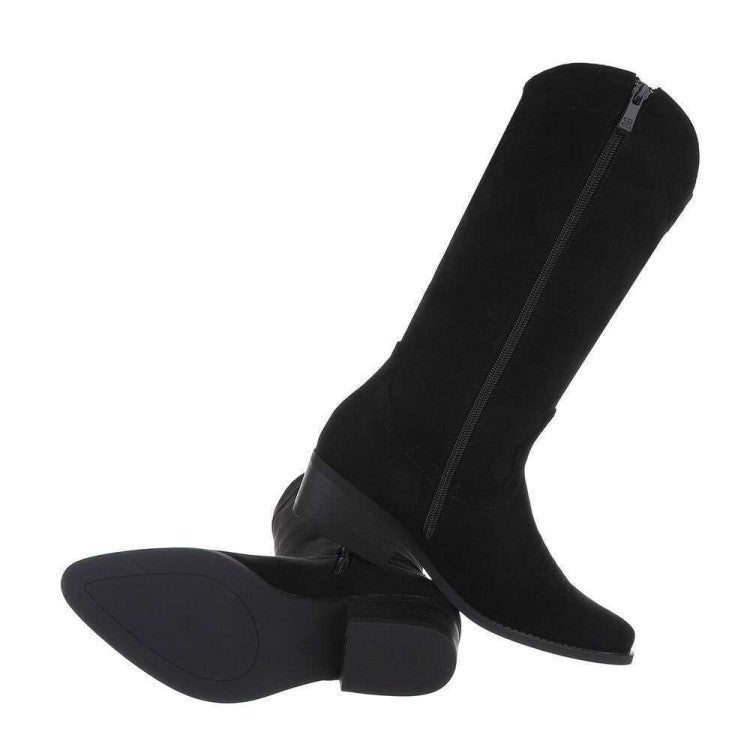 CHAUSSURES FEMME BOTTES MI HAUTES WESTERN MISS CARINA NOIR