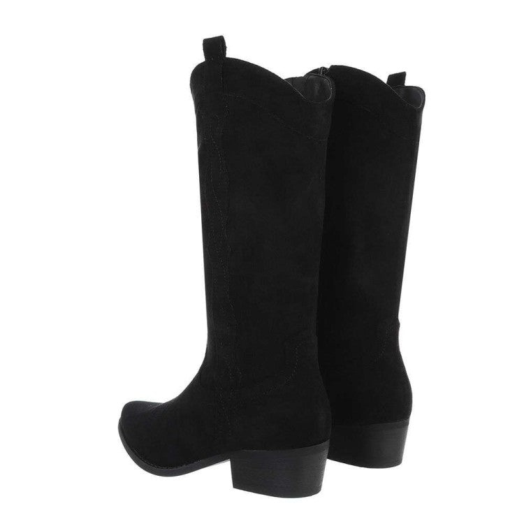 CHAUSSURES FEMME BOTTES MI HAUTES WESTERN MISS CARINA NOIR