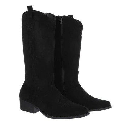 CHAUSSURES FEMME BOTTES MI HAUTES WESTERN MISS CARINA NOIR