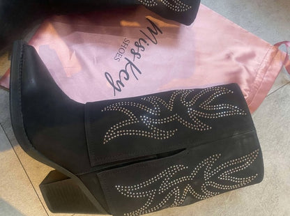 CHAUSSURES FEMME BOTTES WESTERN STRASS MISS LILY NOIR PROMO