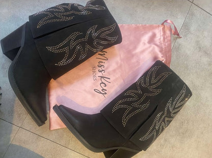 CHAUSSURES FEMME BOTTES WESTERN STRASS MISS LILY NOIR PROMO