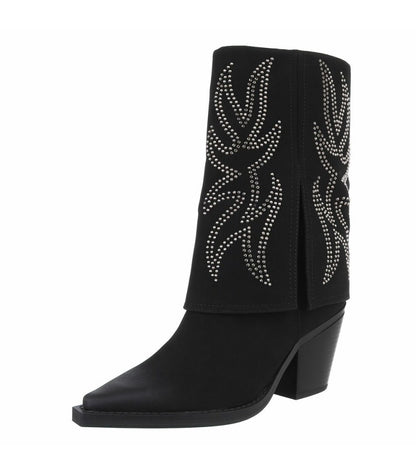 CHAUSSURES FEMME BOTTES WESTERN STRASS MISS LILY NOIR