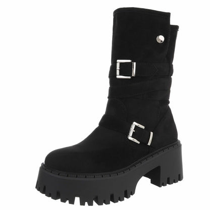 CHAUSSURES FEMME BOTTINES BIKER BOUCLE ULTRA STYLE MISS BARDY NOIR