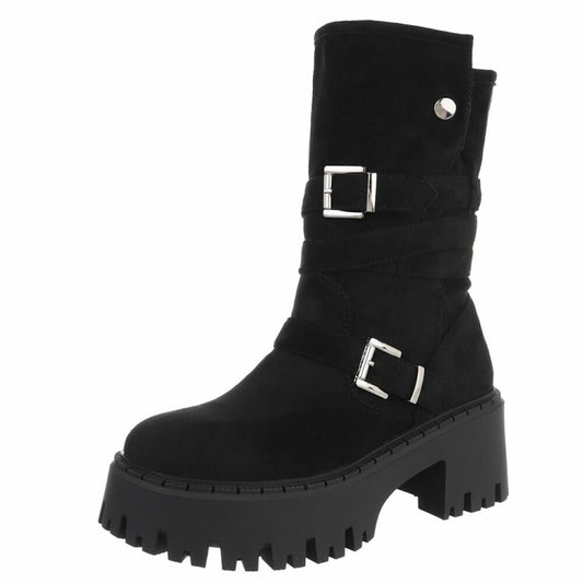 CHAUSSURES FEMME BOTTINES BIKER BOUCLE ULTRA STYLE MISS BARDY NOIR