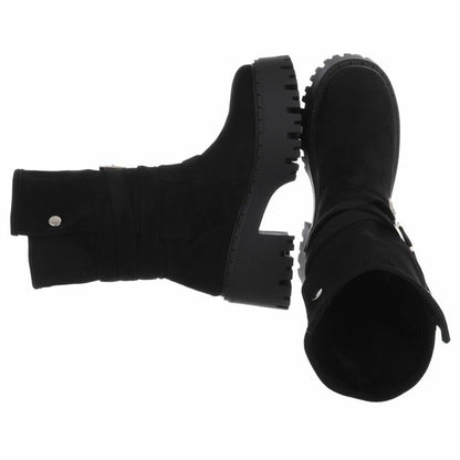 CHAUSSURES FEMME BOTTINES BIKER BOUCLE ULTRA STYLE MISS BARDY NOIR