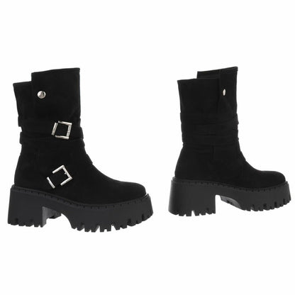 CHAUSSURES FEMME BOTTINES BIKER BOUCLE ULTRA STYLE MISS BARDY NOIR