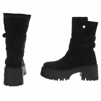 CHAUSSURES FEMME BOTTINES BIKER BOUCLE ULTRA STYLE MISS BARDY NOIR