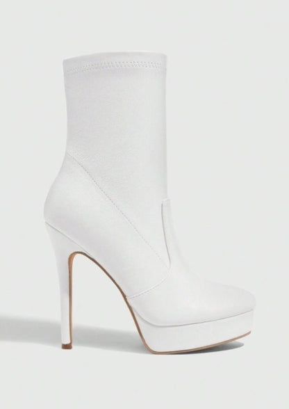 CHAUSSURES FEMME BOTTINES SIMILI CUIR PLATFORM MISS JUDITH BLANC
