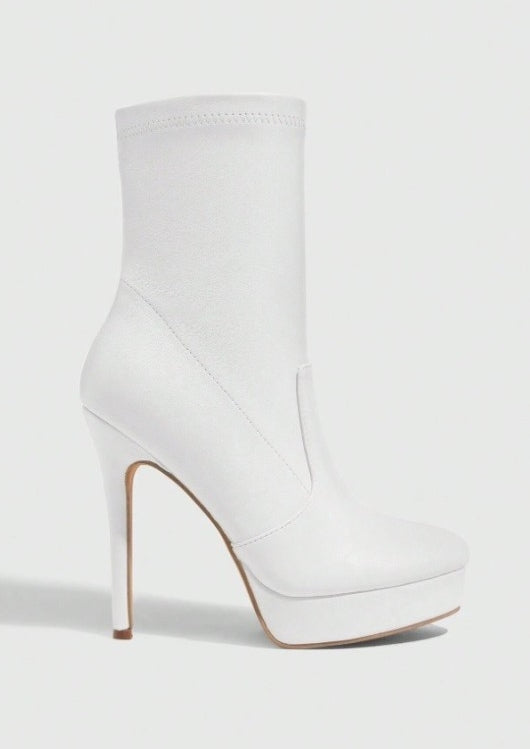 CHAUSSURES FEMME BOTTINES SIMILI CUIR PLATFORM MISS JUDITH BLANC