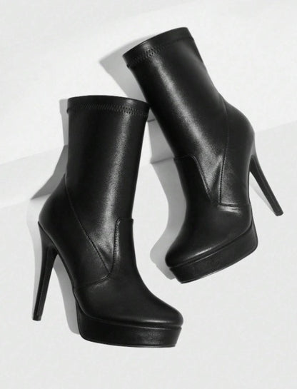 CHAUSSURES FEMME BOTTINES SIMILI CUIR PLATFORM MISS JUDITH