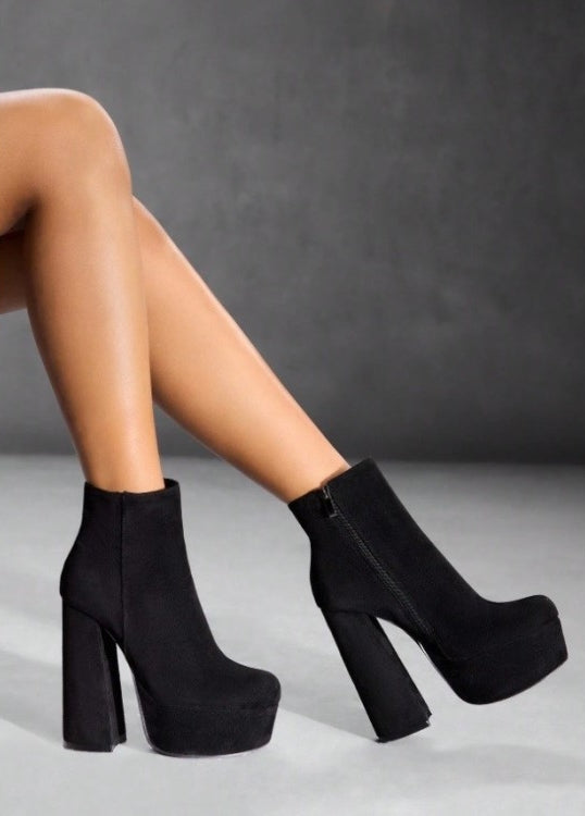 CHAUSSURES FEMME BOTTINES SUEDINE PLATFORM MISS BERENICE NOIR