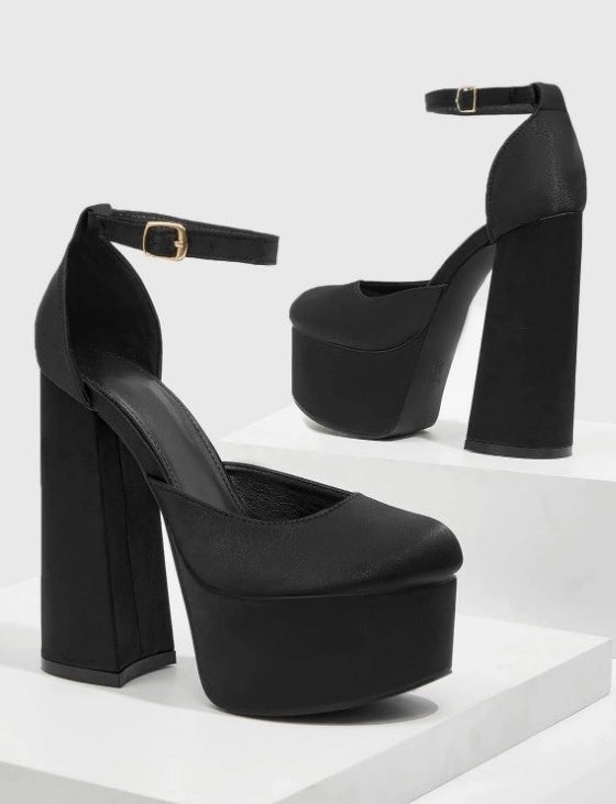 CHAUSSURES FEMME ESCARPINS TALONS HAUTS PLATFORM SIMILI CUIR SOIREE MARIAGE MISS MERRY NOIR
