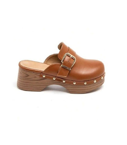 CHAUSSURES FEMME SABOT BOUCLE CAMEL EN BOIS MISS MIA - MissKCY
