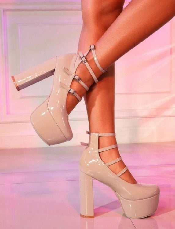 CHAUSSURES FEMME SOIREE MARIAGE ELEGANT CONFORT MISS MARISSOL BEIGE VERNIS