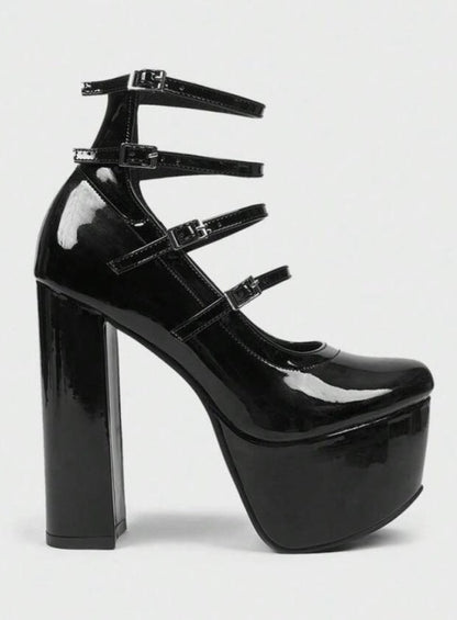 CHAUSSURES FEMME SOIREE MARIAGE ELEGANT CONFORT MISS MARISSOL NOIR VERNIS