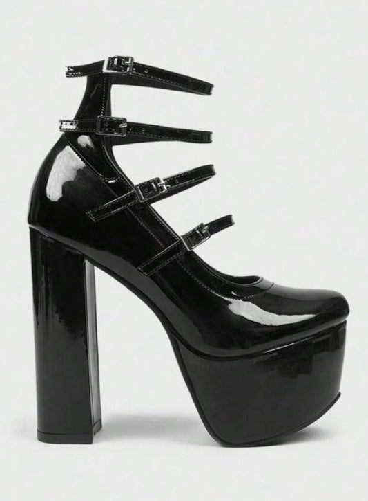 CHAUSSURES FEMME SOIREE MARIAGE ELEGANT CONFORT MISS MARISSOL NOIR VERNIS