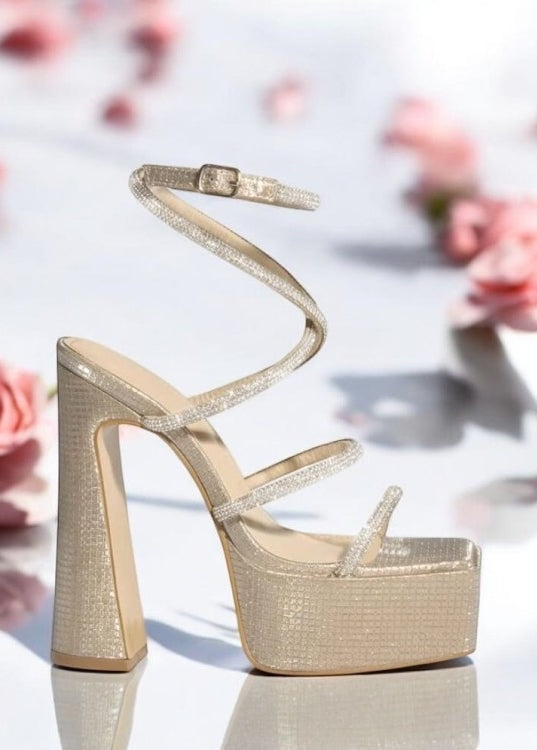 CHAUSSURES FEMME SOIREE MARIAGE ELEGANT CONFORT STRASS MISS LOUNA GOLD