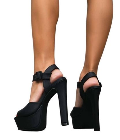 CHAUSSURES FEMME TALON HAUT PLATFORM MISS KONIE NOIR MAT