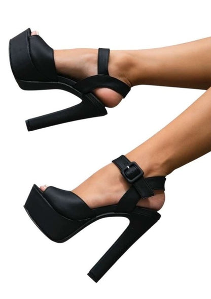 CHAUSSURES FEMME TALON HAUT PLATFORM MISS KONIE NOIR MAT