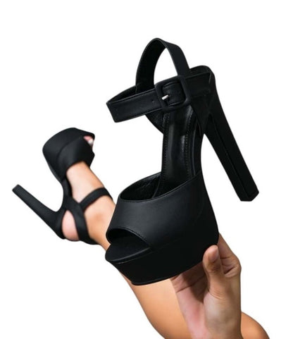 CHAUSSURES FEMME TALON HAUT PLATFORM MISS KONIE NOIR MAT