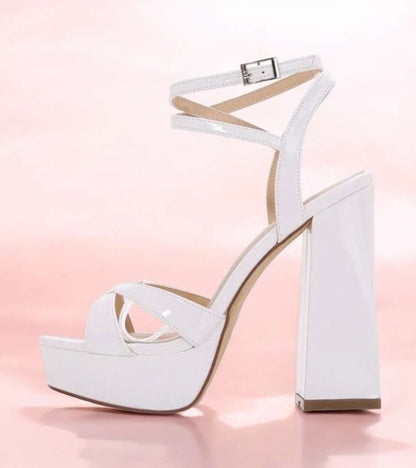 CHAUSSURES FEMME TALON HAUT PLATFORM SOIREE MARIAGE MISS EMILY BLANC