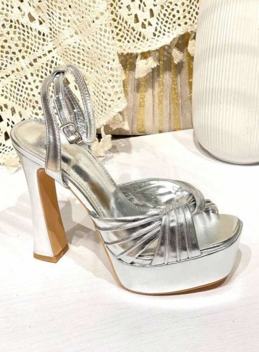 CHAUSSURES FEMME TALON PLATFORM NOUEE LANIERE MISS ERICKA ARGENT