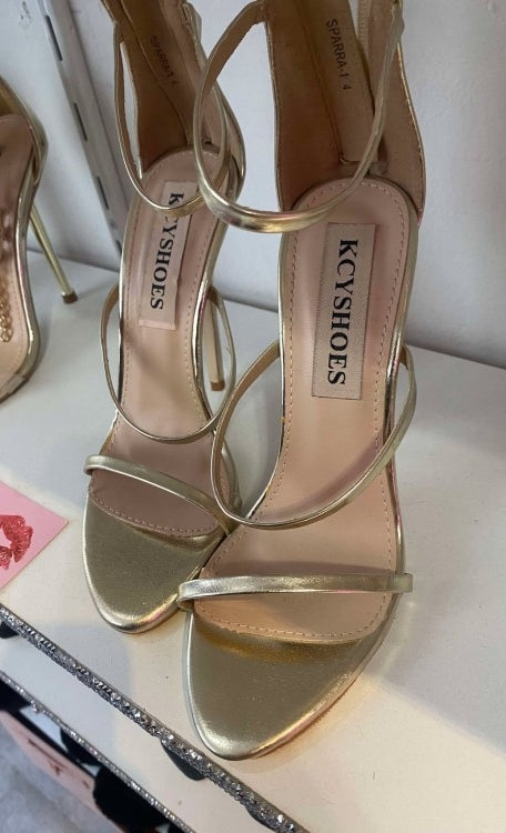 CHAUSSURES FEMME TALON SANDALES T STRAPPY GOLD OR PROMO