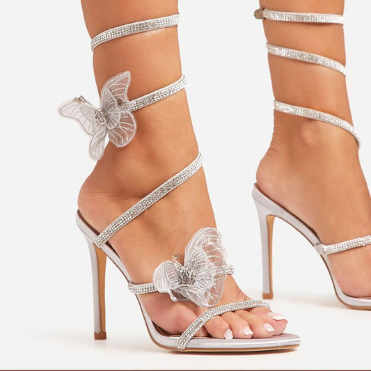 CHAUSSURES FEMME TALON SOIREE MARIAGE MISS BUTTERFLY ARGENT