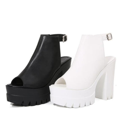 CHAUSSURES FEMME TALONS HAUTS PLATFORM SIMILI CUIR MISS MARRY BLANC