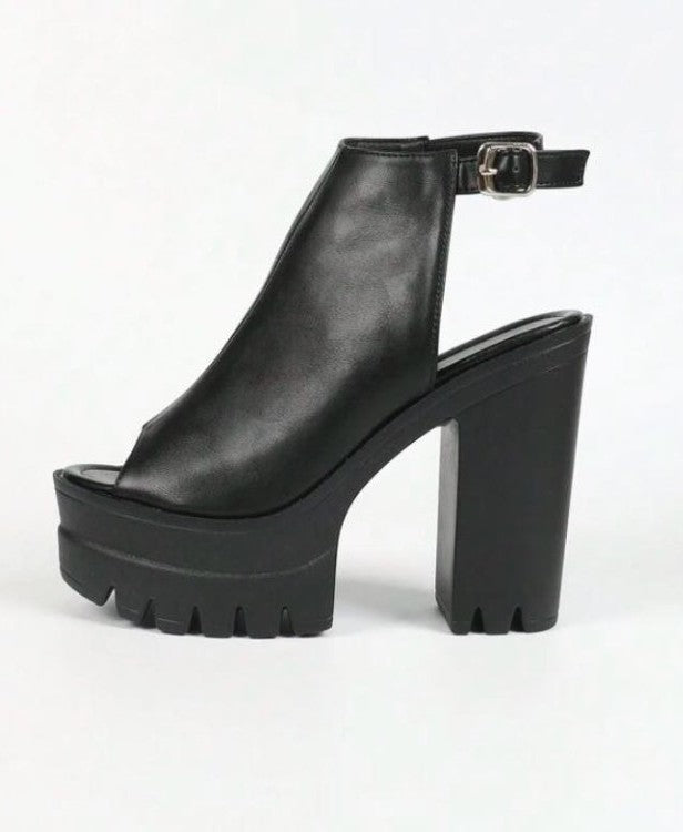 CHAUSSURES FEMME TALONS HAUTS PLATFORM SIMILI CUIR MISS MARRY NOIR