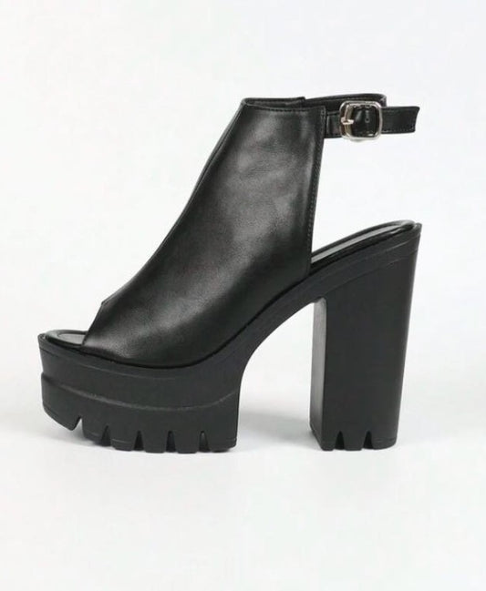 CHAUSSURES FEMME TALONS HAUTS PLATFORM SIMILI CUIR MISS MARRY NOIR