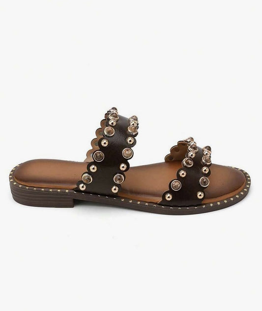 Chaussures femme sandales clous et strass choco miss clara