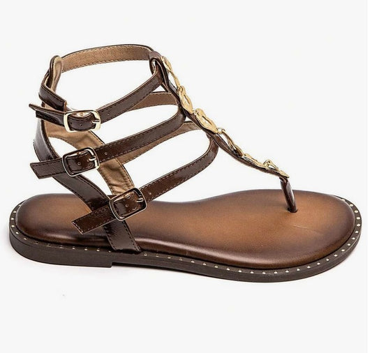 Chaussures femme sandales choco mettalique or miss alessia