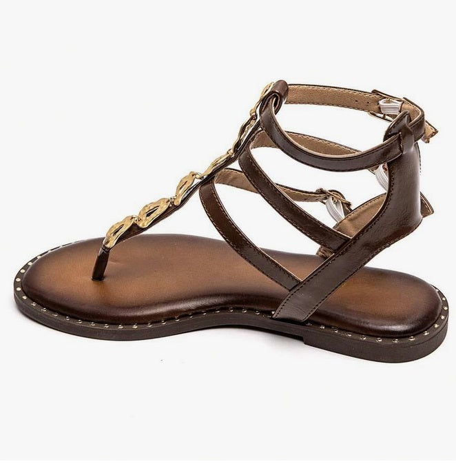 Chaussures femme sandales choco mettalique or miss alessia
