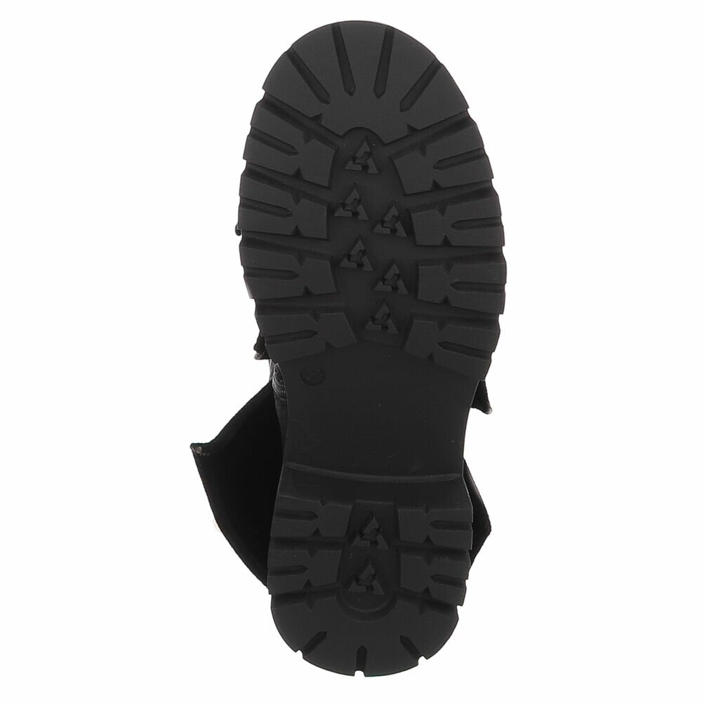 BOTTES HAUTES NOIRES ASPECT DAIM – EFFET GUÊTRE & SEMELLE CRANTÉE MISS BRIDGET