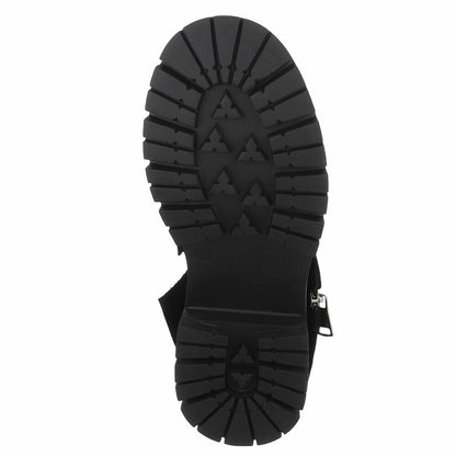 BOTTES HAUTES NOIRES ASPECT DAIM – EFFET GUÊTRE, BOUCLES & ZIP ARGENTÉS MISS VERONICA