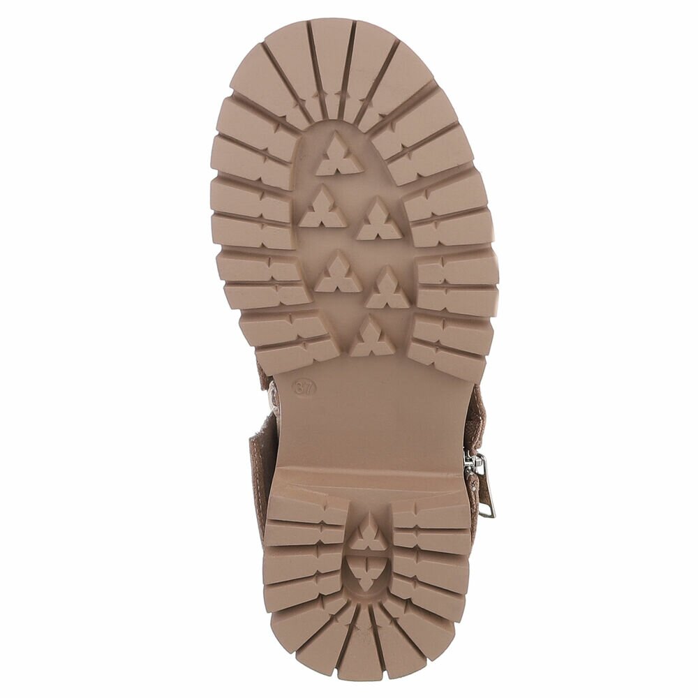 BOTTES HAUTES BEIGE ASPECT DAIM – EFFET GUÊTRE, BOUCLES & ZIP ARGENTÉS MISS VERONICA