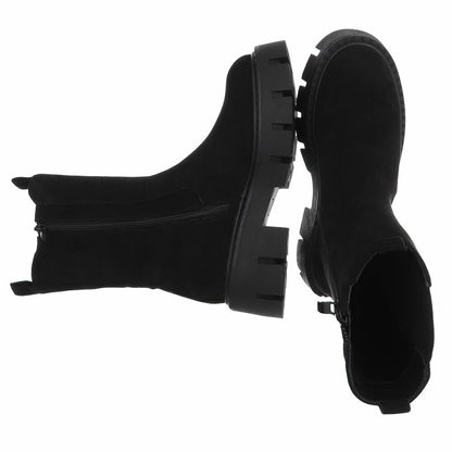 BOTTES CHELSEA NOIRES SUÉDINE PREMIUM – SEMELLE CRANTÉE PLATEFORME MISS AUDRINA