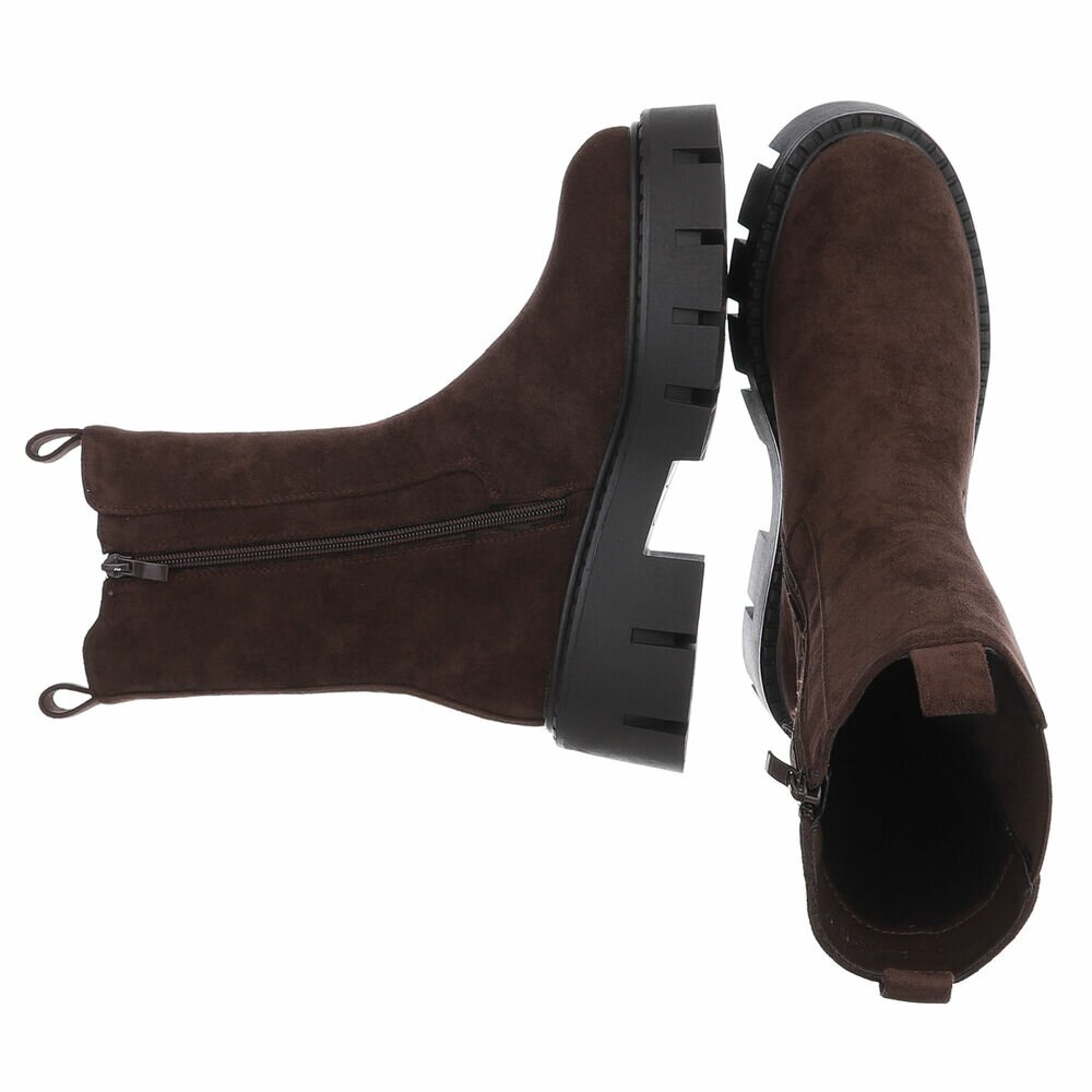 BOTTES CHELSEA MARRON SUÉDINE PREMIUM – SEMELLE CRANTÉE PLATEFORME MISS AUDRINA