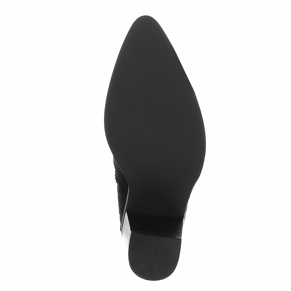 BOTTES WESTERN HAUTES NOIRES ASPECT DAIM – SURPIQÛRES BRODÉES & BOUT POINTU MISS ASHER