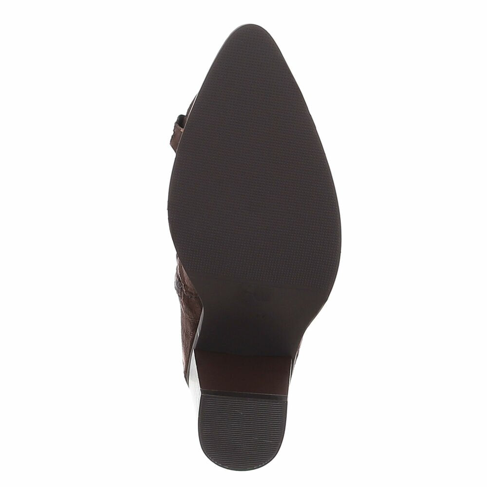 BOTTES WESTERN HAUTES MARRON ASPECT DAIM – SURPIQÛRES BRODÉES & TALON BOIS MISS ASHER