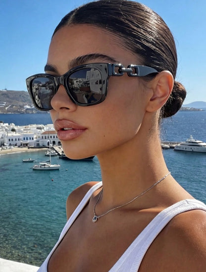 Lunettes de soleil chaine femme glamour miss fab noir
