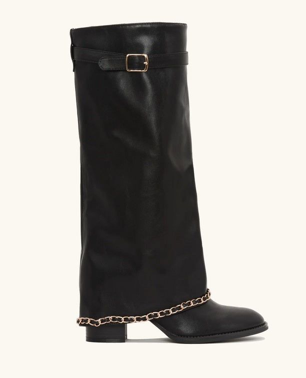 CHAUSSURES FEMME BOTTES A REVERS CHAINE MISS HAILEY NOIR