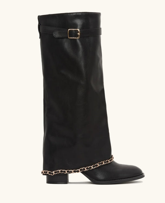 CHAUSSURES FEMME BOTTES A REVERS CHAINE MISS HAILEY NOIR
